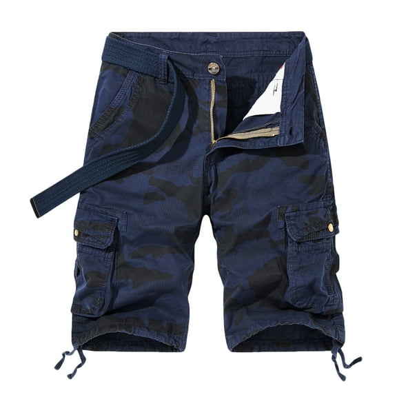 JINMGG Summer Fall Mens Shorts Clearance,Men Casual Camouflage Zipper Button Pockets Cropped Cargo Shorts