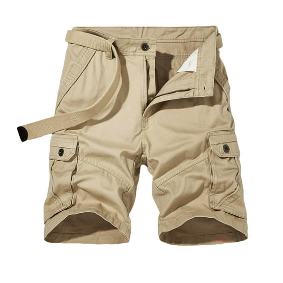 JINMGG Summer Fall Mens Shorts Clearance,Men Casual Solid Zipper Button Pockets Cropped Cargo Shorts