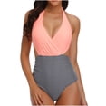 thumbnail image 1 of JINMGG Summer Womens Plus Size Clearance Women Bandage One-Piece Bikini Push-Up Pad Swimwear Swimsuit Beachwear Pink XXL, 1 of 8