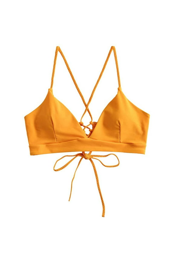 JINMGG Summer Womens Plus Size Clearance Women Bandage Push-up Bikini Tops Padded Bra Swimsuit Swimwear Beachwear Orange S