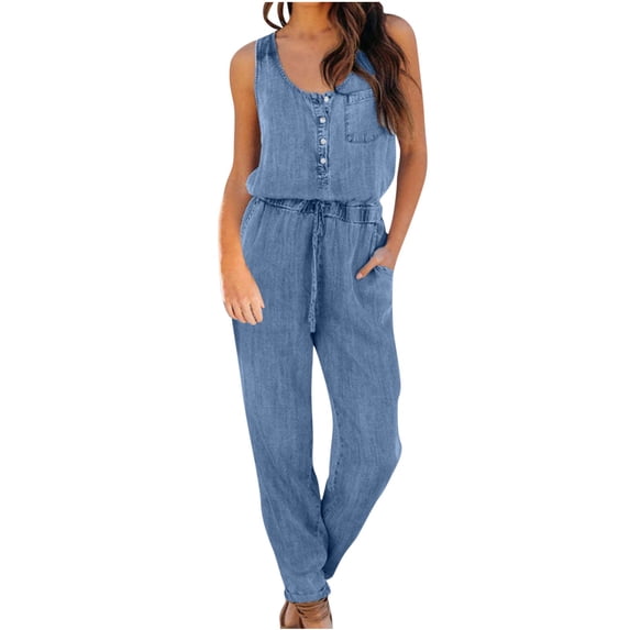JINMGG Suspender Jumpsuits for Women Plus Size Solid Color Loose Leg Pant With Pocket Fashion Casual Womens Jumpsuits 50% Off Clearance