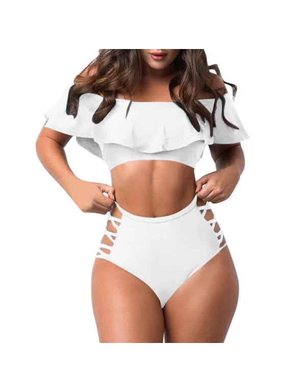 JINMGG Swimsuits for Women Loose Fit Floral Printed Modest Two Piece Bathing Suits Women's Sexy Split Bikini Two-Piece Plus Size Swimwear on Clearance