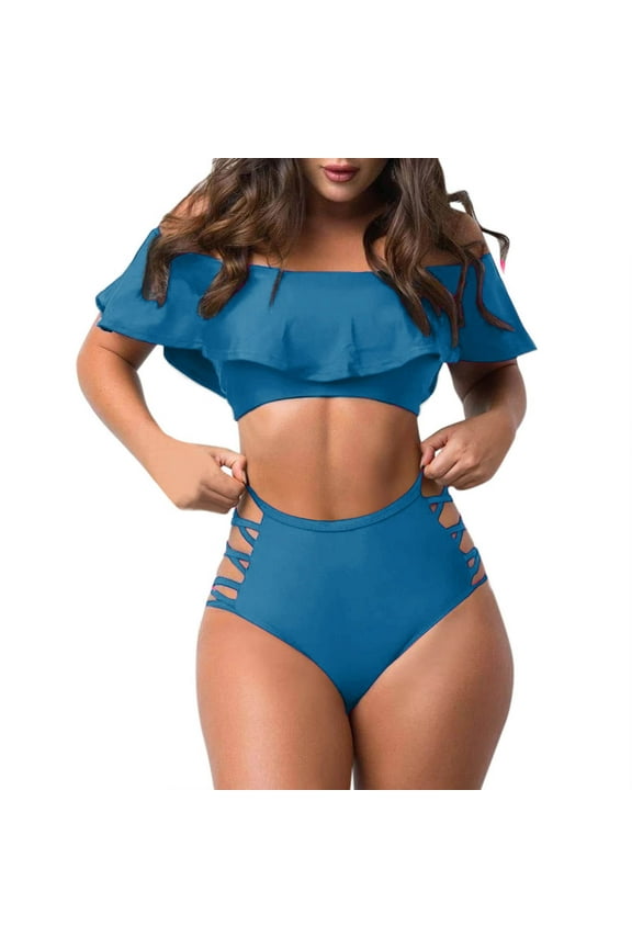 JINMGG Swimsuits for Women Loose Fit Floral Printed Modest Two Piece Bathing Suits Women's Sexy Split Bikini Two-Piece Plus Size Swimwear on Clearance