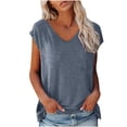 thumbnail image 1 of JINMGG Tank Tops for Women under $5,Fashion Woman Causal V-Neck Solid Blouse Sleeveless T-Shirt Summer Tops Blue XL, 1 of 6