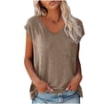 thumbnail image 1 of JINMGG Tank Tops for Women under $5,Fashion Woman Causal V-Neck Solid Blouse Sleeveless T-Shirt Summer Tops Khaki XL, 1 of 1