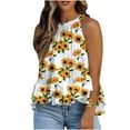 thumbnail image 1 of JINMGG Tank Tops for Women under $5,Fashion Women Printed Halter O-Neck Tank Sleeveless Casual Tee Tops Blouse Yellow S, 1 of 5