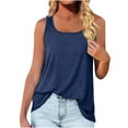 thumbnail image 1 of JINMGG Tank Tops for Women under $5,Ladies Tops Woman Blouses Solid Square Neck V-Neck Summer Sleeveless Tank Tops for Women Navy L, 1 of 8