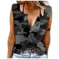 thumbnail image 1 of JINMGG Tank Tops for Women under $5,Women V-Neck Sleeveless Camouflage Printing Casual Blouse Tunics Shirts Tops Tee Black XXL, 1 of 5