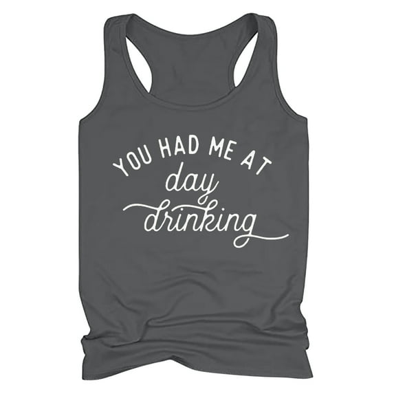 JINMGG Tank Tops for Women under $5,Women's Drinking Tank Tops Adult Girls Summer Beach Funny Graphic Racerback Tanks Vest Sayings Blouse Dark Gray S