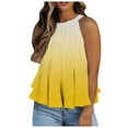 thumbnail image 1 of JINMGG Tank Tops for Women under $5,Women's Halter Neck Tank Tops Floral Sleeveless Shirt Pleated Casual Camisole Yellow L, 1 of 5