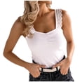 thumbnail image 1 of JINMGG Tank Tops for Women under $5,Women's Sling Solid Tank Tops Slim Fit Sleeveless Summer Casual Blouse White S, 1 of 1