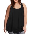 thumbnail image 1 of JINMGG Tank Tops for Women under $5,Women's Solid Color Hem Lace Casual All-Match Plus Size Vest T-Shirt Black XXL, 1 of 7