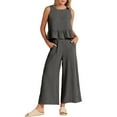 thumbnail image 1 of JINMGG Two Piece Outfits Women, 2026 Fashion Fall 2PC Fashion Woman Round Neck Solid Sleeveless Blouse +Loose Pockets Pants Sets Dark Gray XL, 1 of 9