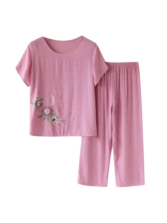 JINMGG Two Piece Outfits Women, 2026 Fashion Fall Women Summer Printing Casual Two Piece Suit Pink XL