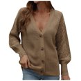 thumbnail image 1 of JINMGG V Neck Sweaters for Women Fall Winter ,Women Casual Solid Knitting Buttons Hollow Out Long Sleeve V-Neck Sweaters Tops, 1 of 8