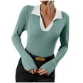 thumbnail image 1 of JINMGG V Neck Sweaters for Women Fall Winter ,Women Casual Solid Knitting Slimming Trumpet Sleeve Long Sleeve V-Neck Sweaters Tops Blouse, 1 of 9
