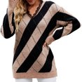 thumbnail image 1 of JINMGG V Neck Sweaters for Women Fall Winter Clearance,Women'S Casual Color Matching Lace V-Neck Sweater Loose Pullover, 1 of 7