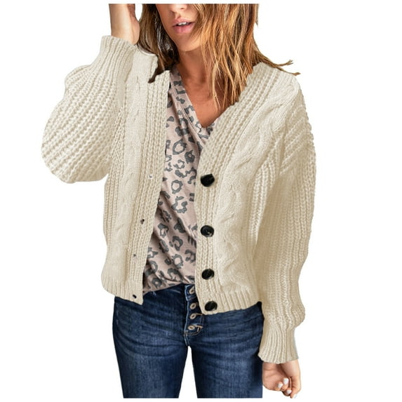 JINMGG V Neck Sweaters for Women Fall Winter Clearance,Women鈥榮 Solid Color V-Neck Knitted Casual Fashion Long Sleeve Tops Blouse