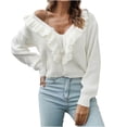 thumbnail image 1 of JINMGG V Neck Sweaters for Women Fall Winter Clearance,Women's Casual Fashion Knit Sweater Solid Color V- Neck Loose Tops, 1 of 7