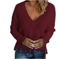 thumbnail image 1 of JINMGG V Neck Sweaters for Women Fall Winter Clearance,Women's Casual Sexy Fashion Solid Color Sleeve V-Neck Ruched Pullover Blouse Tops, 1 of 9