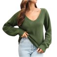 thumbnail image 1 of JINMGG V Neck Sweaters for Women Fall Winter Clearance,Women's Design Button Sweater Women's Loose and Winter Long Sleeve Knit Sweater, 1 of 8