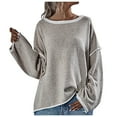 thumbnail image 1 of JINMGG V Neck Sweaters for Women Fall Winter Clearance,Women's Fashion Solid Loose Round Neck Long Sleeve Pullover, 1 of 8