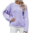 thumbnail image 1 of JINMGG V Neck Sweaters for Women Fall Winter Clearance,Women's Fashion Solid Loose Round Neck Long Sleeve Pullover, 1 of 7