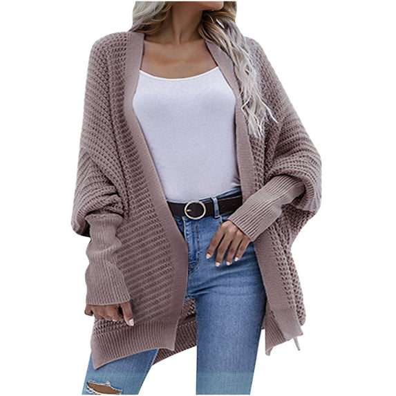 JINMGG V Neck Sweaters for Women Fall Winter Clearance,Women's Fashion and Winter Leisure Long Sleeved Solid Color Knitted Cardigan Sweater Women