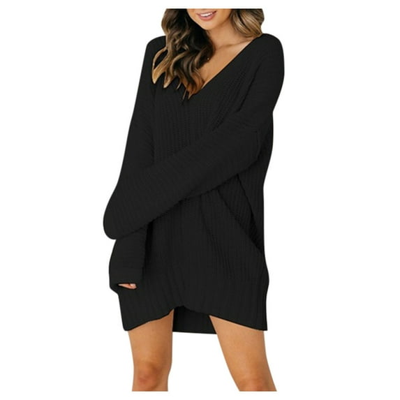 JINMGG V Neck Sweaters for Women Fall Winter Clearance,Women's Loose Color Sleeve Long Sleeve Sweater