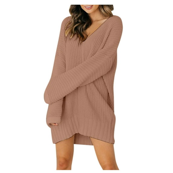 JINMGG V Neck Sweaters for Women Fall Winter Clearance,Women's Loose Color Sleeve Long Sleeve Sweater