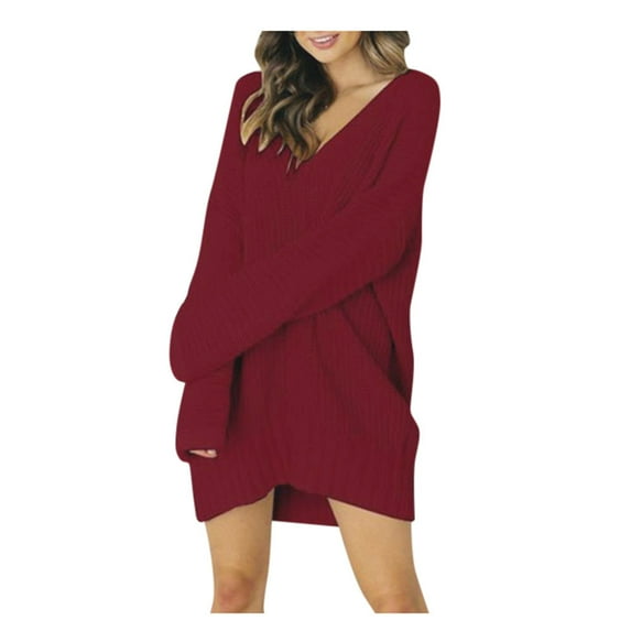 JINMGG V Neck Sweaters for Women Fall Winter Clearance,Women's Loose Color Sleeve Long Sleeve Sweater