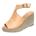 thumbnail image 1 of JINMGG Wedges for Women Plus Clearance Fashion Women Solid Summer Ladies Comfy Sandals Slope Heel Casual Beach Shoes Khaki 42, 1 of 6