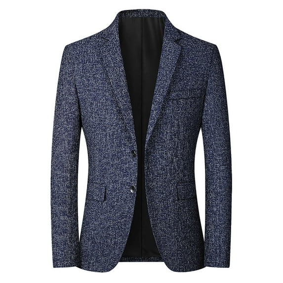JINMGG Winter Coats for Women, 2023 Fashion Winter Clearance Men's Single-breasted Fashion Plaid Suit Business Casual Suit Wool Coat Dark Blue XL(180)