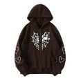 thumbnail image 1 of JINMGG Winter Coats for Women, 2023 Fashion Winter Clearance Womens Heart Print Gothic Style Long Sleeve Hoodlies Zipper Thermal Hoodie with Cropped Zip Up Women Coat Coffee L, 1 of 6