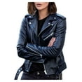 thumbnail image 1 of JINMGG Winter Coats for Women, 2024 Fashion Winter Clearance Women Cool Faux Leather Jacket Long Sleeve Zipper Fitted Coat Fall Short Jacket Black XXXXL, 1 of 1