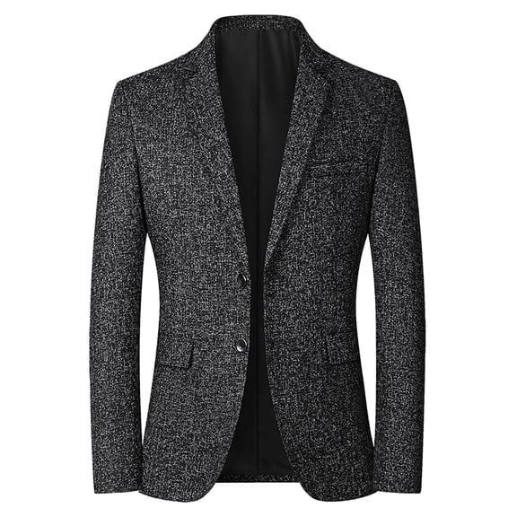 JINMGG Winter Coats for Women, 2024 Fashion Winter Clearance Men's Single-breasted Fashion Plaid Suit Business Casual Suit Wool Coat Black L