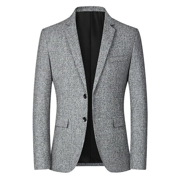 JINMGG Winter Coats for Women, 2024 Fashion Winter Clearance Men's Single-breasted Fashion Plaid Suit Business Casual Suit Wool Coat Gray L
