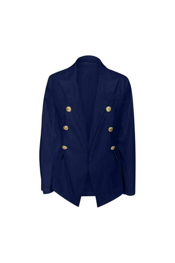 JINMGG Winter Coats for Women, 2024 Fashion Winter Clearance Women Buttons Long Sleeve Solid Office Coat Cardigans Suit Jacket Long Outwear Navy M