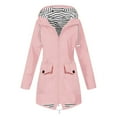thumbnail image 1 of JINMGG Winter Coats for Women, 2024 Fashion Winter Clearance Women Solid Rain Jacket Outdoor Plus Size Waterproof Hooded Windproof Loose Coat Pink L, 1 of 5