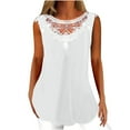 thumbnail image 1 of JINMGG Women Fashion Summer Sexy Fold Printed Regular Lace Sleeveless V Neck Button Top White XXXXL, 1 of 5