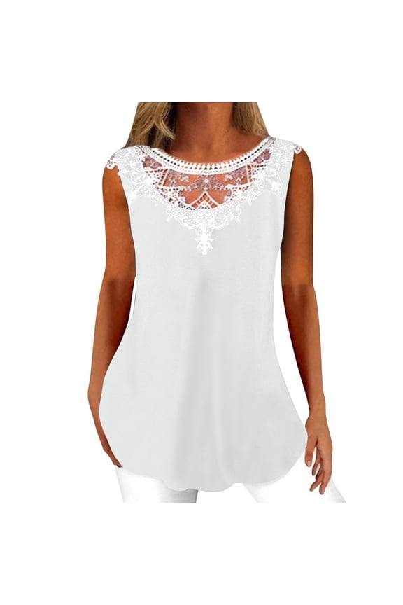 JINMGG Women Fashion Summer Sexy Fold Printed Regular Lace Sleeveless V Neck Button Top White XXXXL