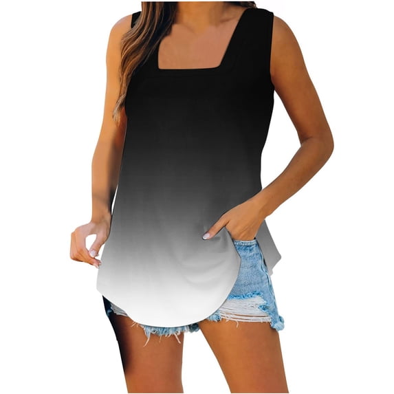 JINMGG Women's Fashion Printed Vest Loose Sleeveless T-Shirt Pullover Tops Black XXXXL