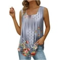 thumbnail image 1 of JINMGG Women's Summer Casual Tank Tops Loose Fit Pleated Square Neck Sleeveless Shirts Tops Gray XXL, 1 of 5
