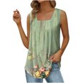 thumbnail image 1 of JINMGG Women's Summer Casual Tank Tops Loose Fit Pleated Square Neck Sleeveless Shirts Tops Green XL, 1 of 5