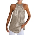 thumbnail image 1 of JINMGG Womens Casual Solid Color Round Neck Halter Sleeveless Tops Blouses Tops Tank Shirt Vest with Zipper Gray L, 1 of 6