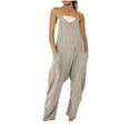 thumbnail image 1 of JINMGG Womens Clearance Plus Size Pants Fashion Women Casual Cold Shoulder Jumpsuit Solid Suspender Jumpsuits Wide Pocket Leg Pant Gray XXXL, 1 of 8