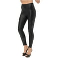thumbnail image 1 of JINMGG Womens Clearance Plus Size Pants Fashion Women Large High Waisted Slim Leather Pants Casual Stretch Trousers Black XL, 1 of 4