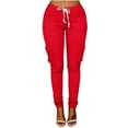 thumbnail image 1 of JINMGG Womens Plus Size Pants Fashion Women Plus Size Drawstring Casual Solid Elastic Waist Pocket Loose Pants Red XXXL, 1 of 5