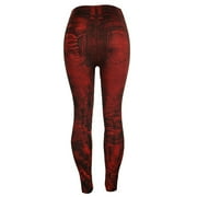 JINMGG Womens Clearance Plus Size Pants Women's Jeans Bottom Pants Coloured Hip-up Super Bomb Slim Nine-minute Pants Red M