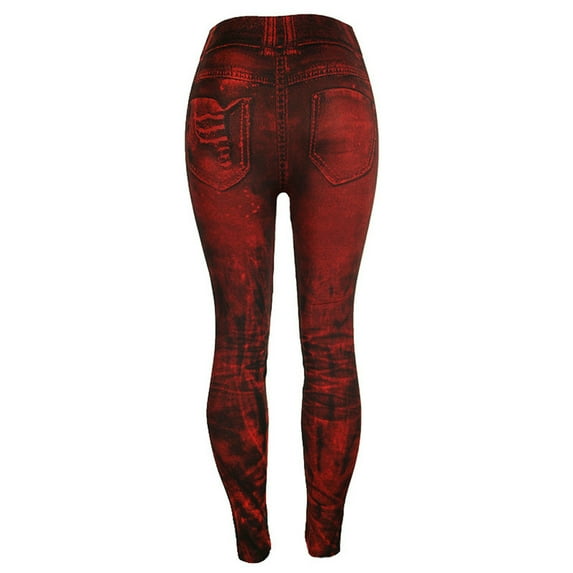 JINMGG Womens Clearance Plus Size Pants Women's Jeans Bottom Pants Coloured Hip-up Super Bomb Slim Nine-minute Pants Red M